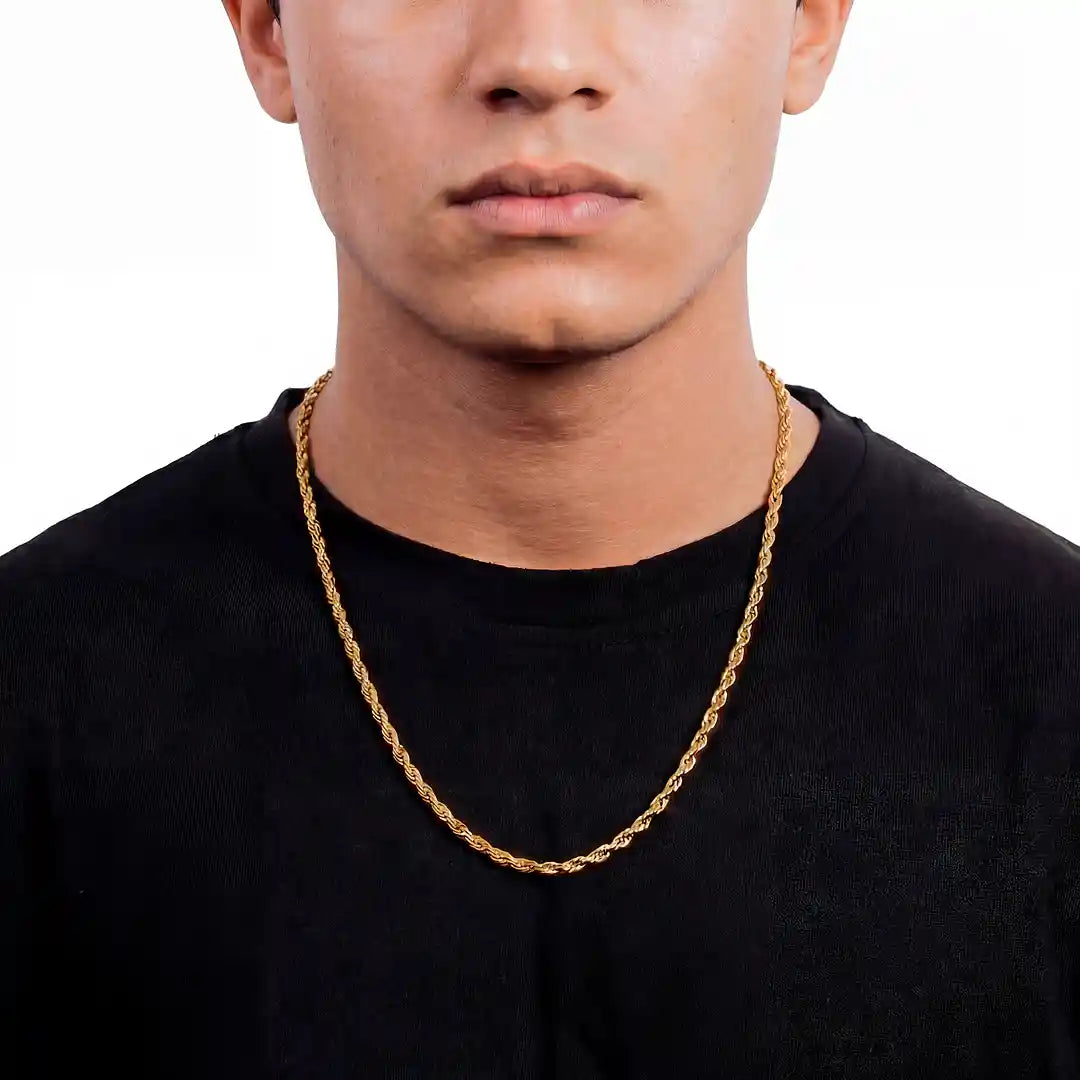 Rope 4MM Gold Chain worn